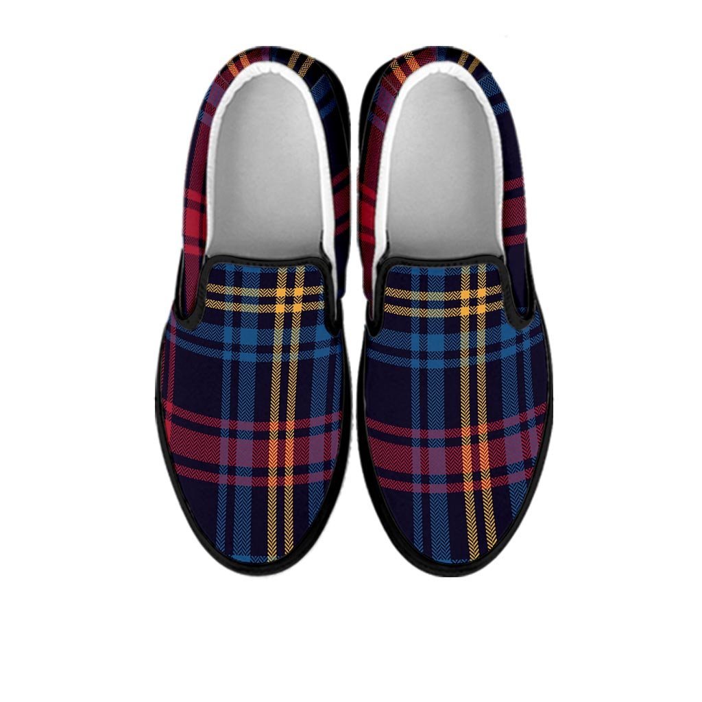 Tartan Print Men's Slip On Sneakers-grizzshop