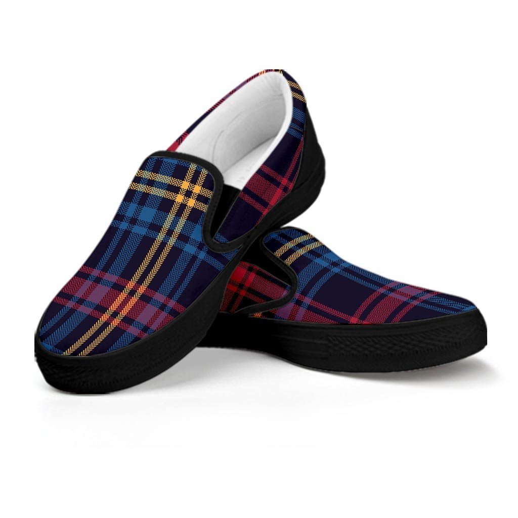 Tartan Print Men's Slip On Sneakers-grizzshop