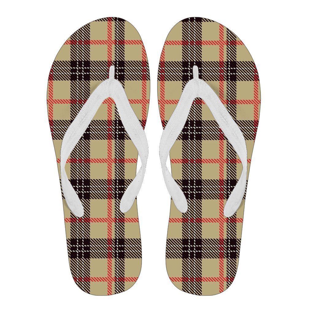 Tartan Scottish Beige Plaids Women & Men Flip Flops-grizzshop