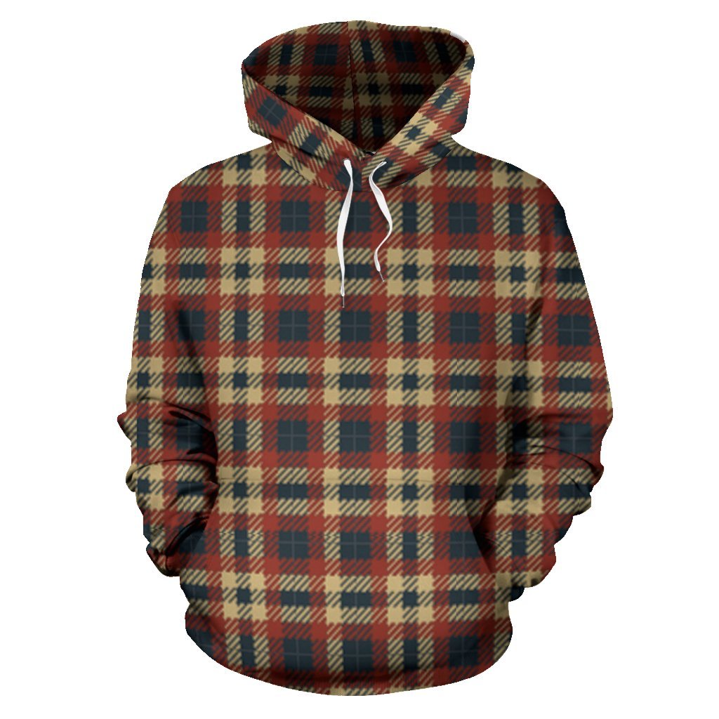 Tartan Scottish Blue Gold Red Plaid Women Men Pullover Hoodie-grizzshop