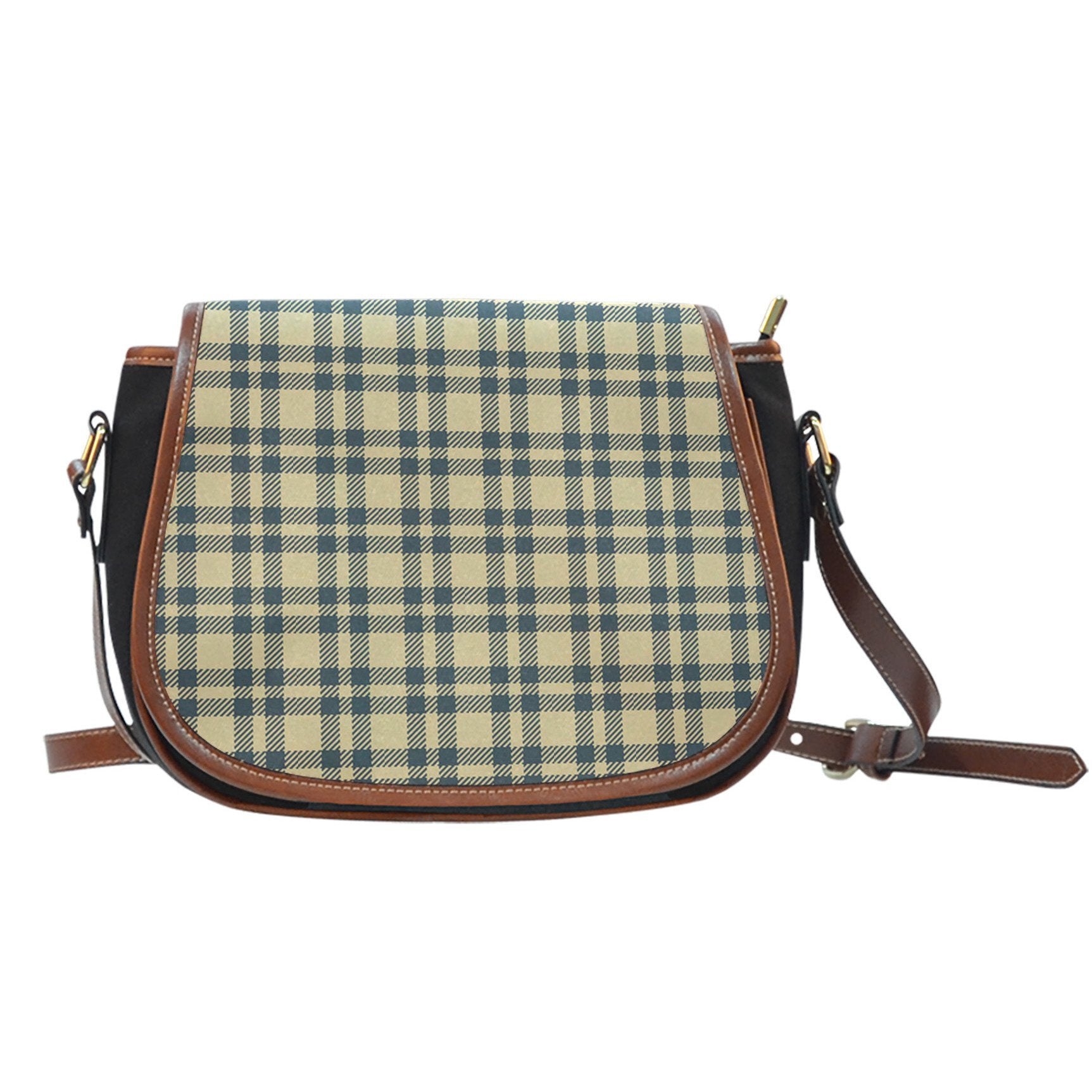 Tartan Scottish Gold Plaid Purse Crossbody Canvas Saddle Bag-grizzshop
