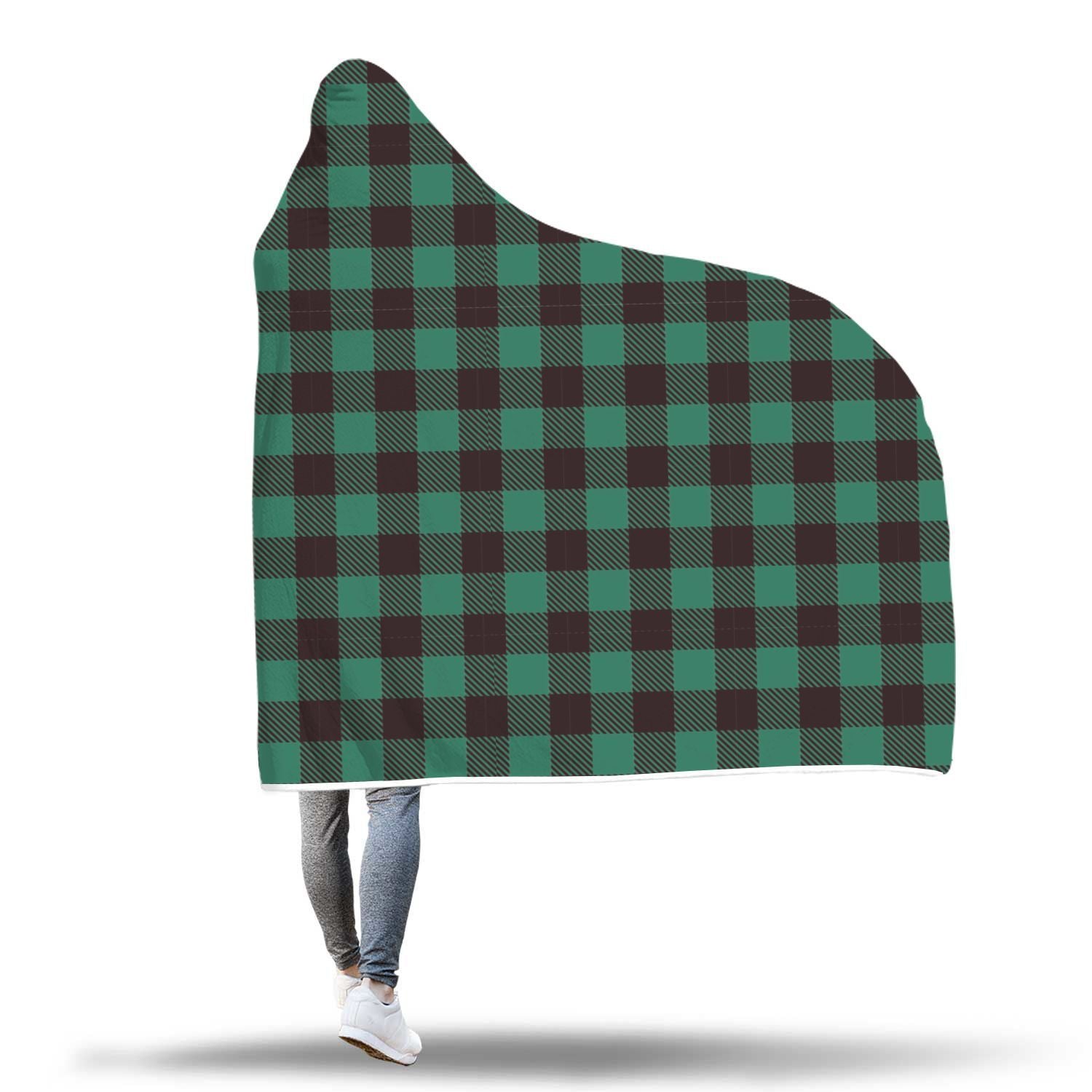 Tartan Scottish Green Plaids Hooded Blanket-grizzshop