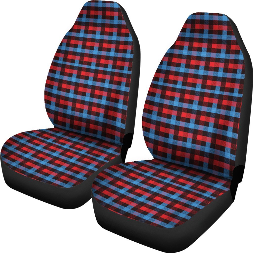 Tartan Scottish Red Blue Plaid Universal Fit Car Seat Cover-grizzshop
