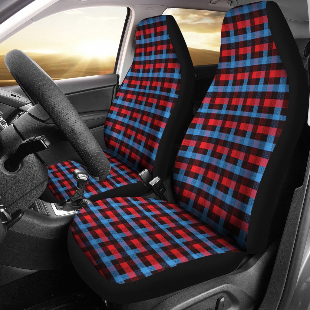 Tartan Scottish Red Blue Plaid Universal Fit Car Seat Cover-grizzshop