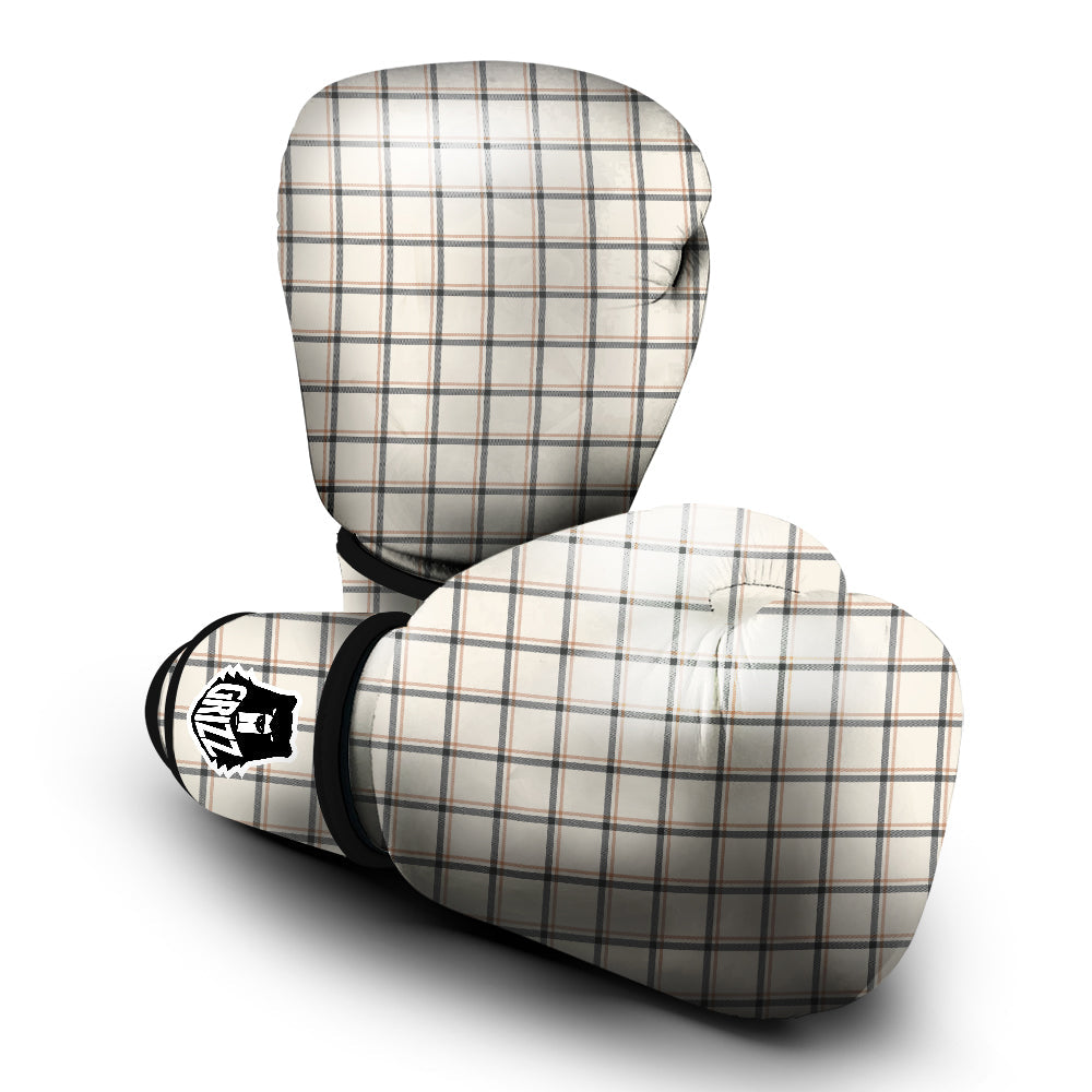 Tattersall Beige Print Pattern Boxing Gloves-grizzshop