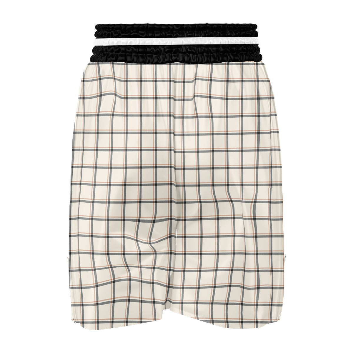 Tattersall Beige Print Pattern Boxing Shorts-grizzshop