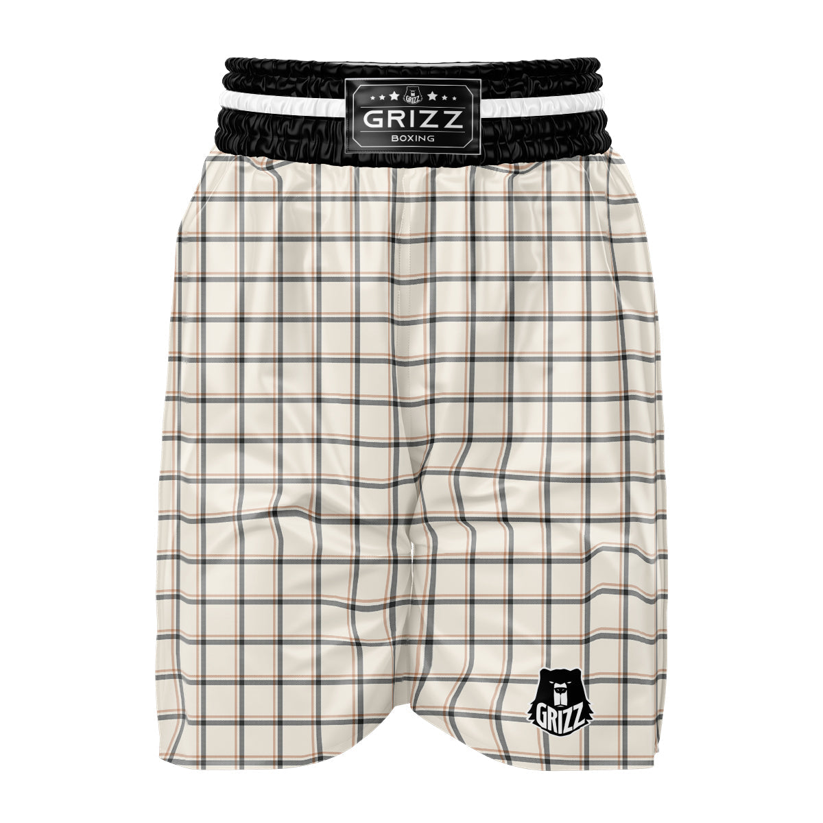Tattersall Beige Print Pattern Boxing Shorts-grizzshop