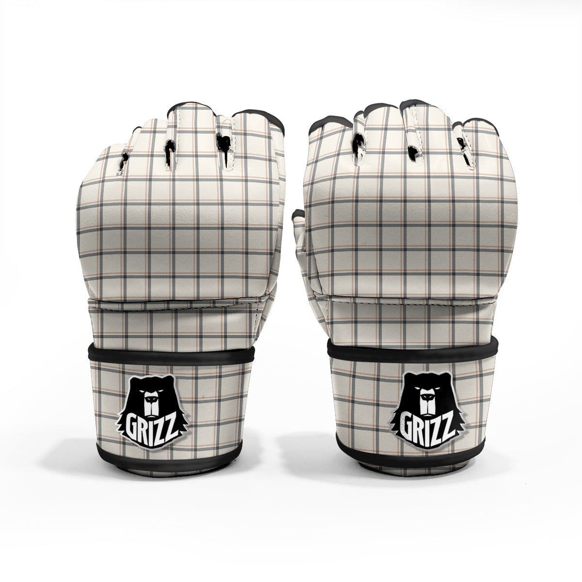 Tattersall Beige Print Pattern MMA Gloves-grizzshop