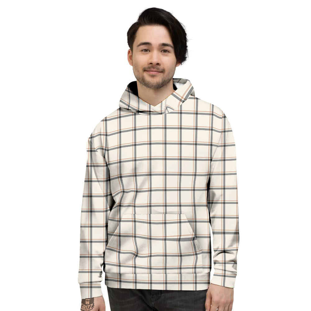 Tattersall Beige Print Pattern Men's Hoodie-grizzshop