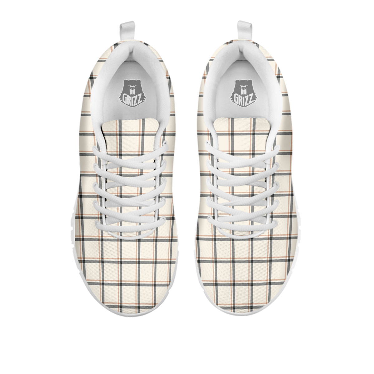 Tattersall Beige Print Pattern White Sneaker-grizzshop