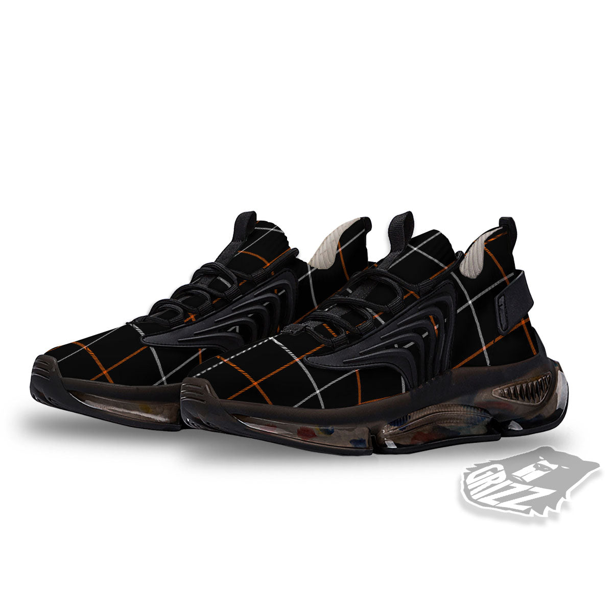 Tattersall Black Halloween Print Pattern Black Gym Shoes-grizzshop