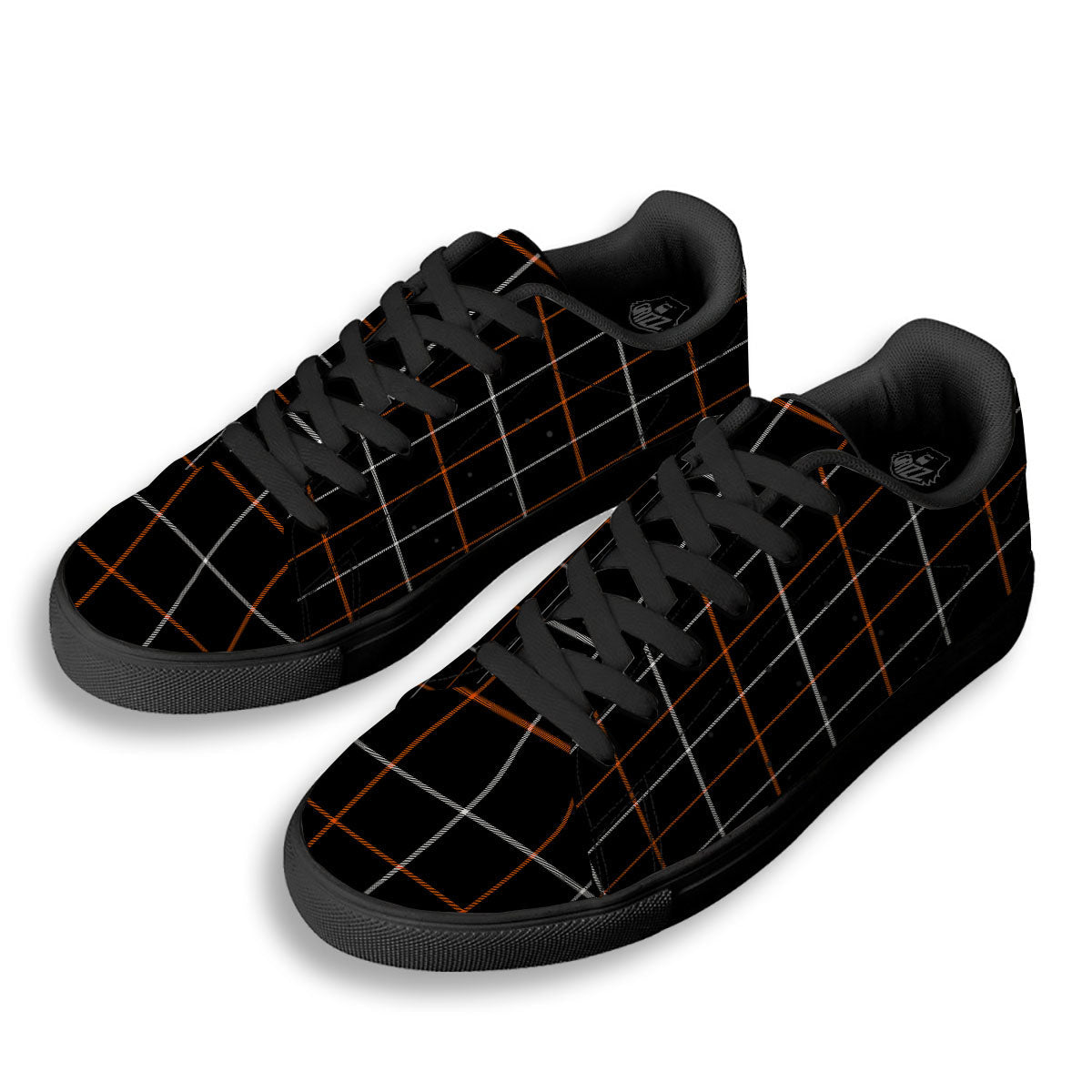 Tattersall Black Halloween Print Pattern Black Low Top Sneakers-grizzshop
