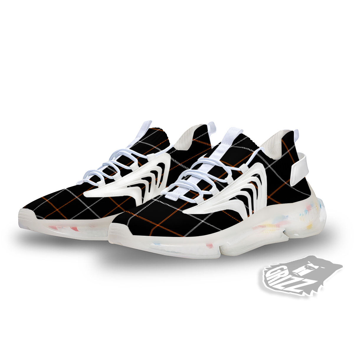 Tattersall Black Halloween Print Pattern White Gym Shoes-grizzshop