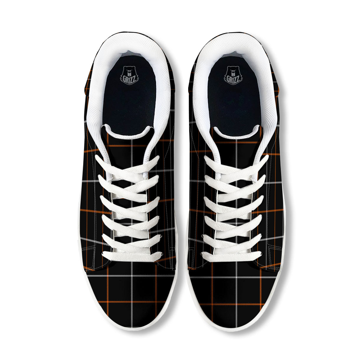 Tattersall Black Halloween Print Pattern White Low Top Sneakers-grizzshop