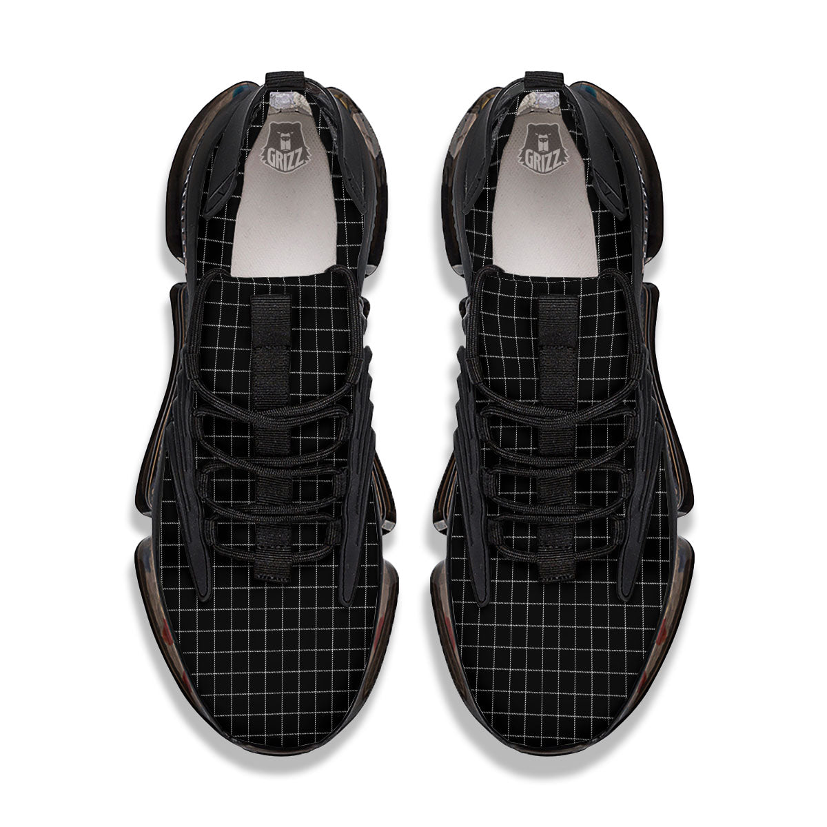 Tattersall Black Print Pattern Black Gym Shoes-grizzshop