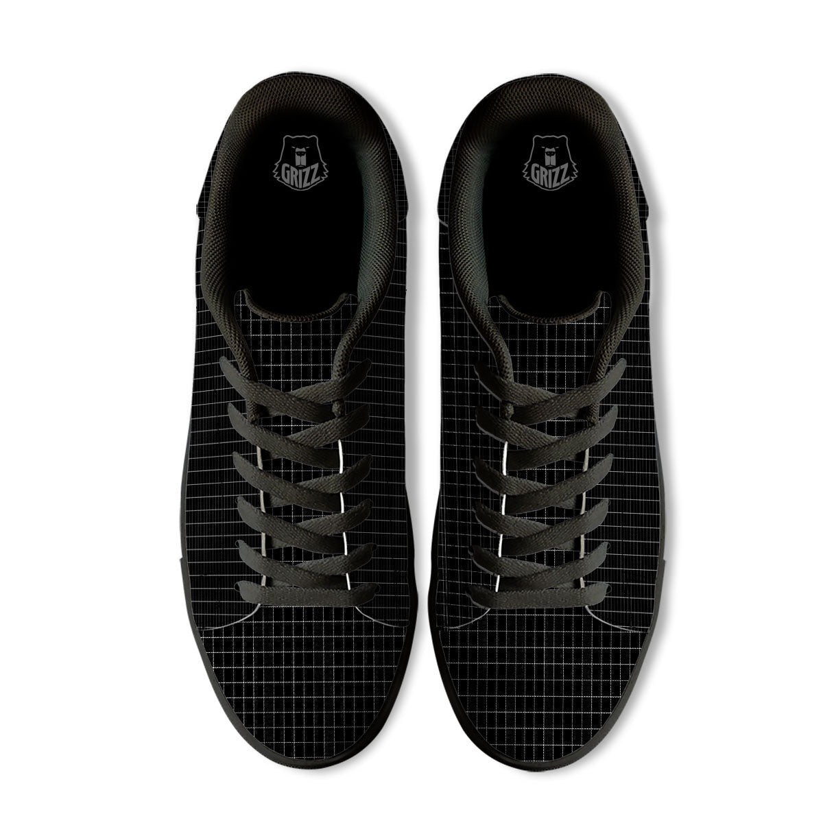 Tattersall Black Print Pattern Black Low Top Sneakers-grizzshop
