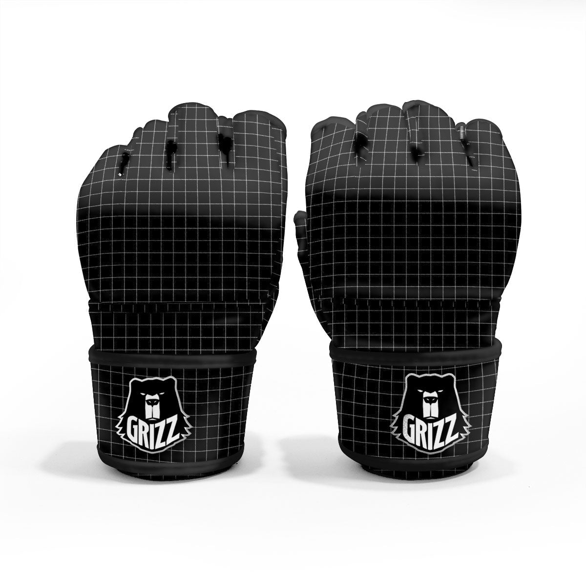 Tattersall Black Print Pattern MMA Gloves-grizzshop
