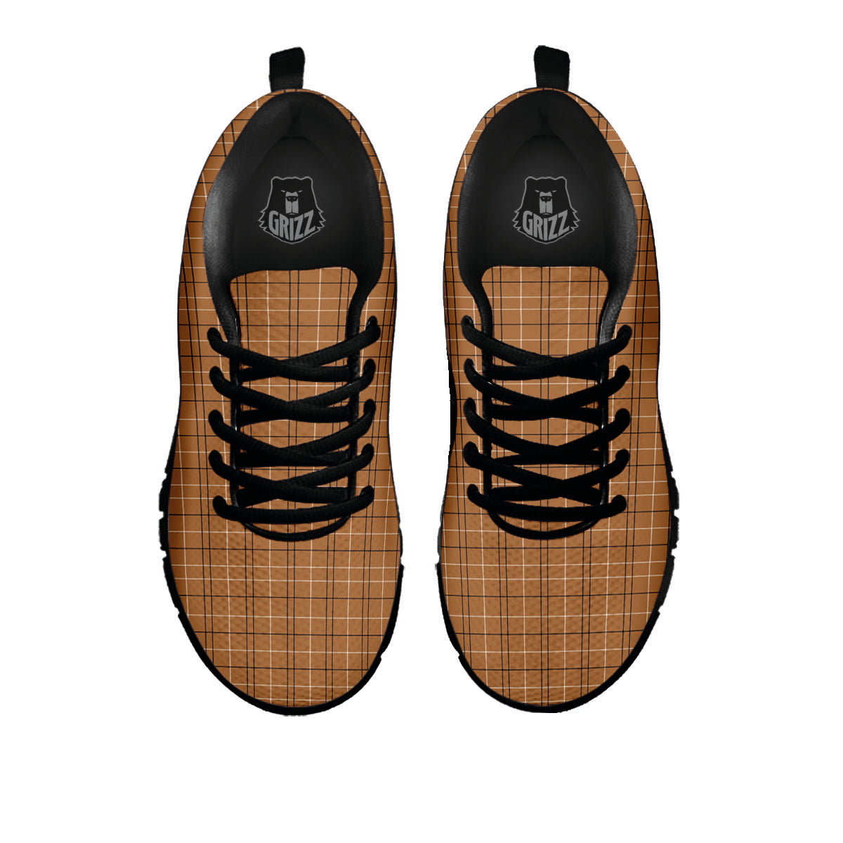 Tattersall Brown Print Pattern Black Sneaker-grizzshop