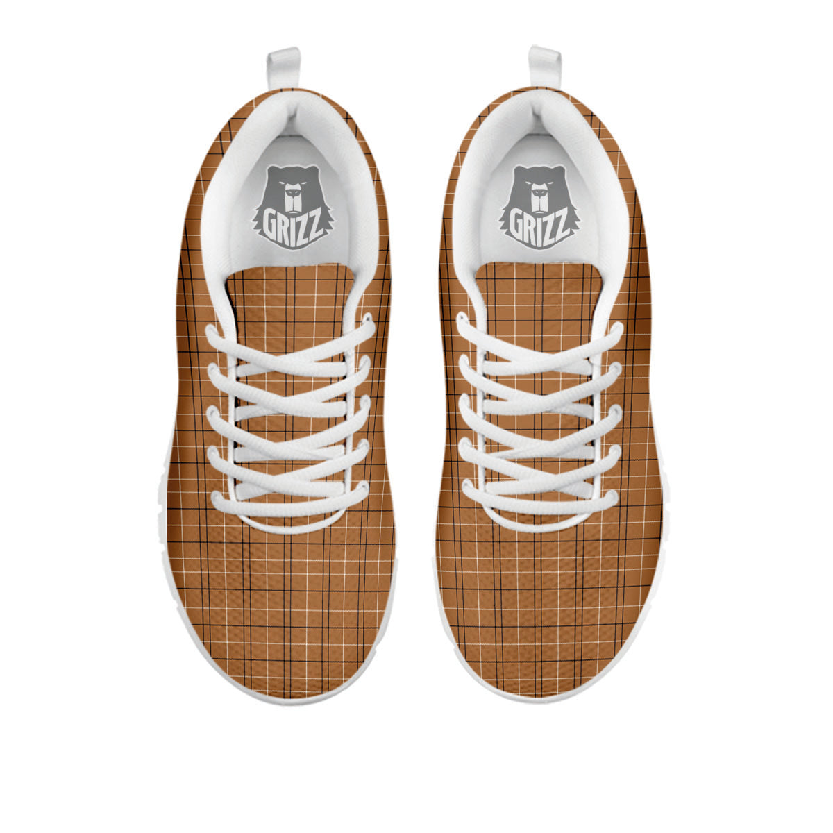 Tattersall Brown Print Pattern White Sneaker-grizzshop