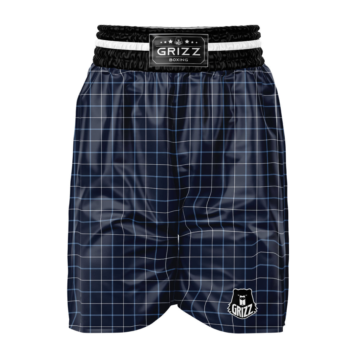 Tattersall Deep Blue Print Pattern Boxing Shorts-grizzshop