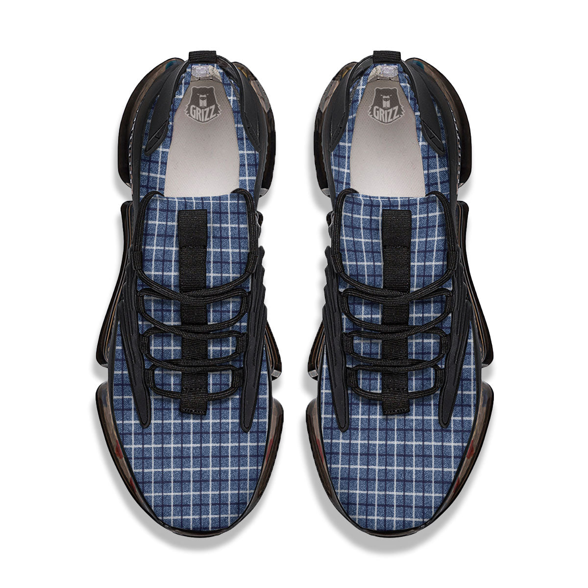 Tattersall Denim Print Pattern Black Gym Shoes-grizzshop