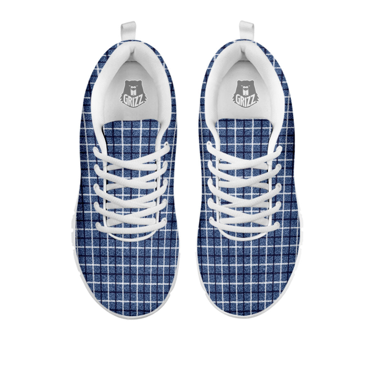 Tattersall Denim Print Pattern White Sneaker-grizzshop