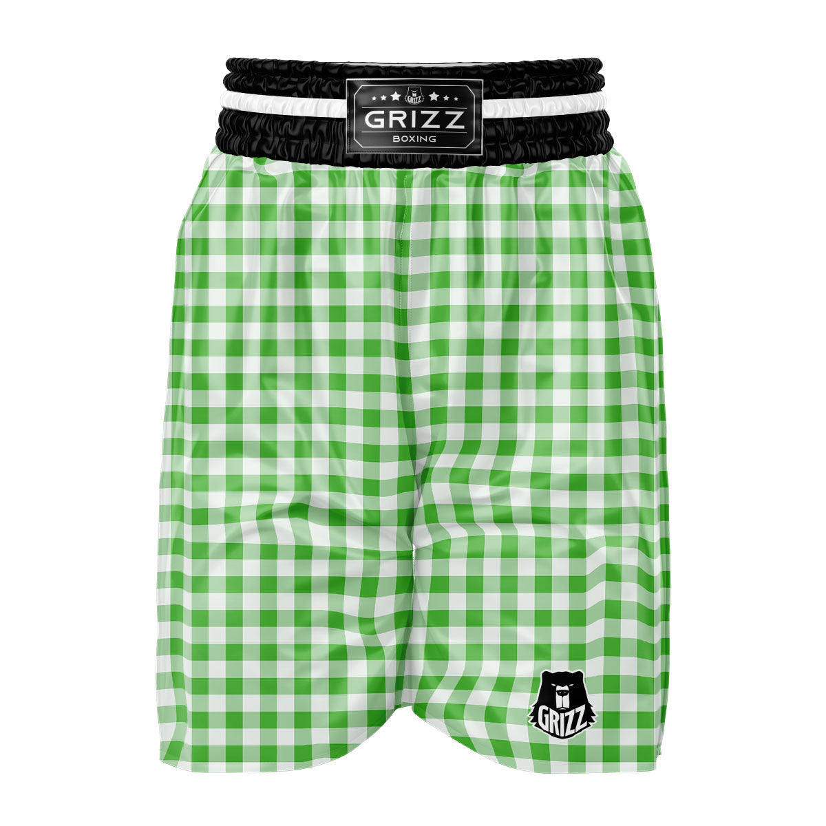Tattersall Green Print Pattern Boxing Shorts-grizzshop