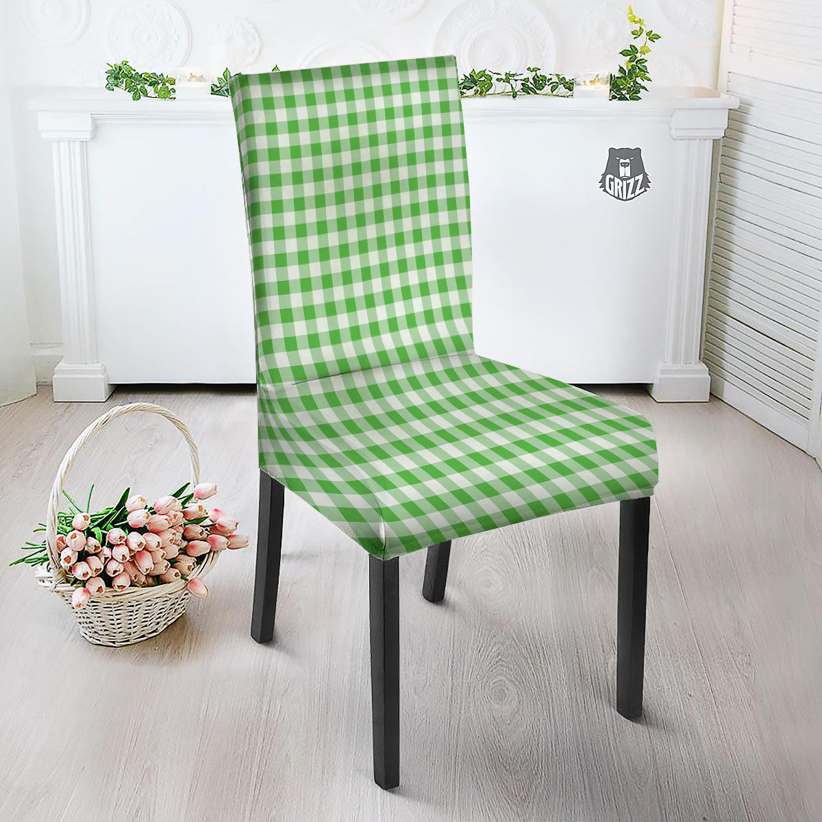 Tattersall Green Print Pattern Dining Chair Slipcover-grizzshop