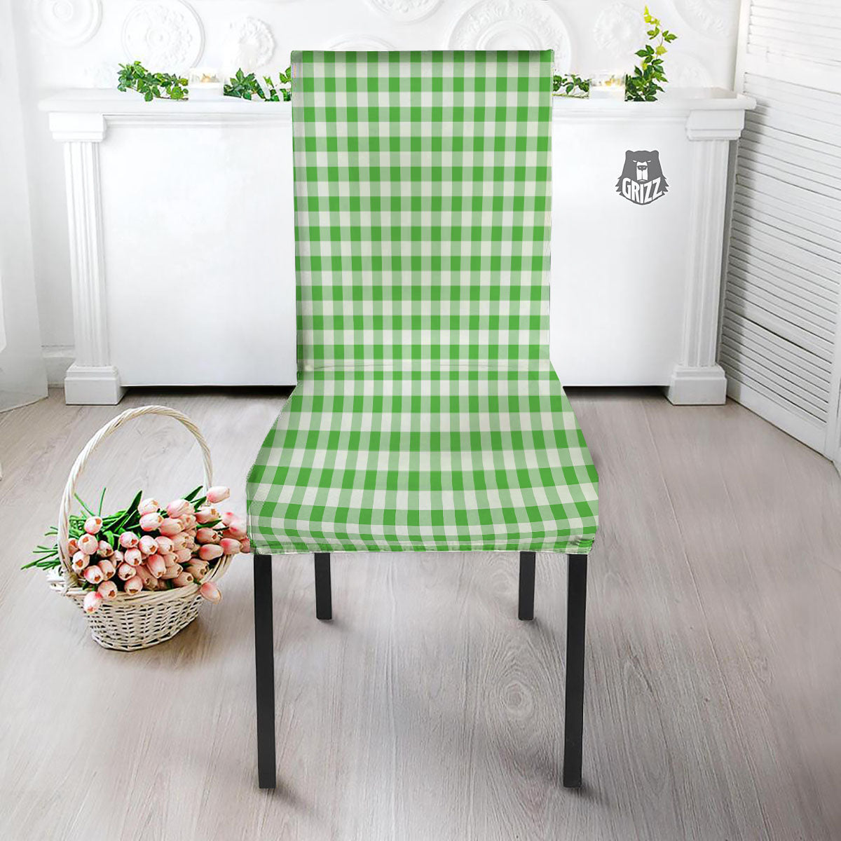 Tattersall Green Print Pattern Dining Chair Slipcover-grizzshop