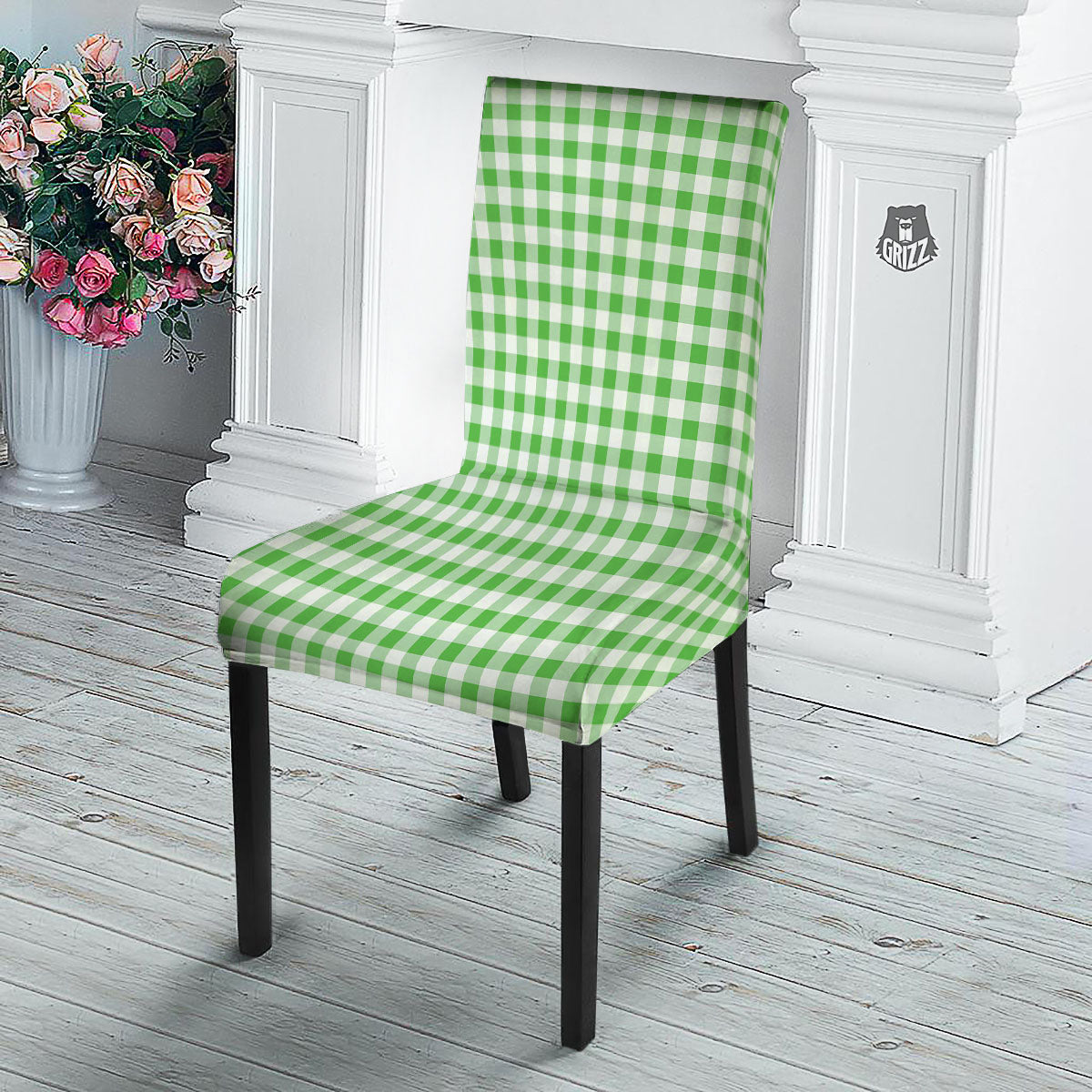 Tattersall Green Print Pattern Dining Chair Slipcover-grizzshop