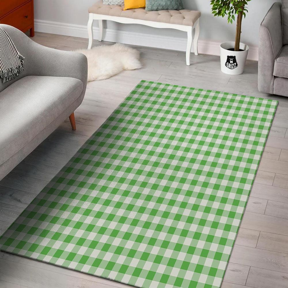 Tattersall Green Print Pattern Floor Mat-grizzshop