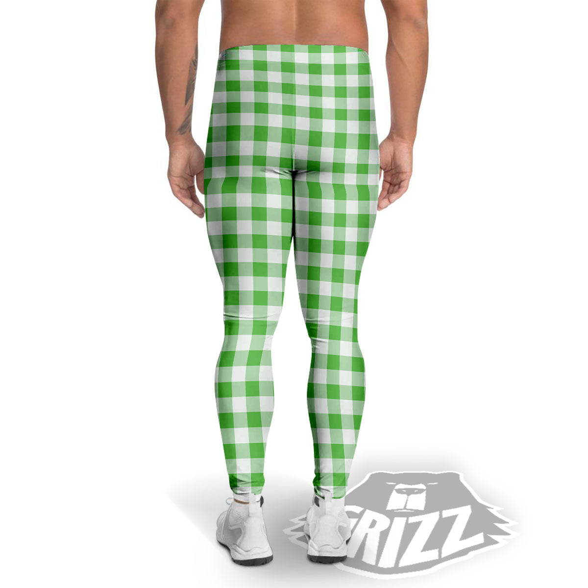 Tattersall Green Print Pattern Men's Leggings-grizzshop