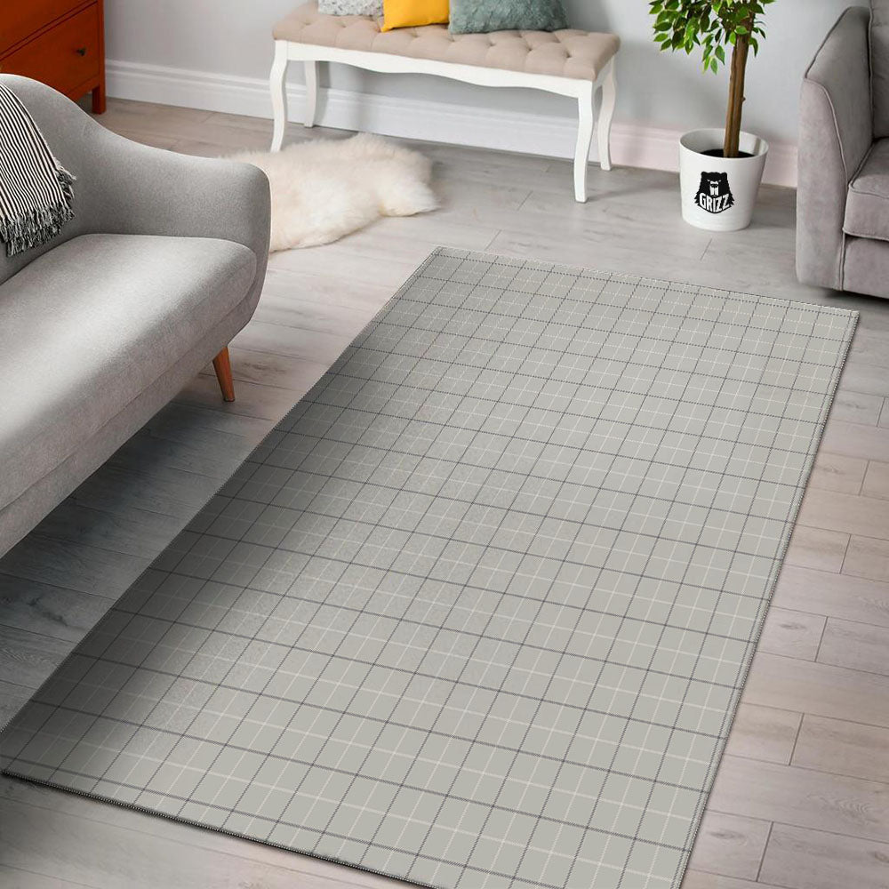 Tattersall Grey Print Pattern Floor Mat-grizzshop
