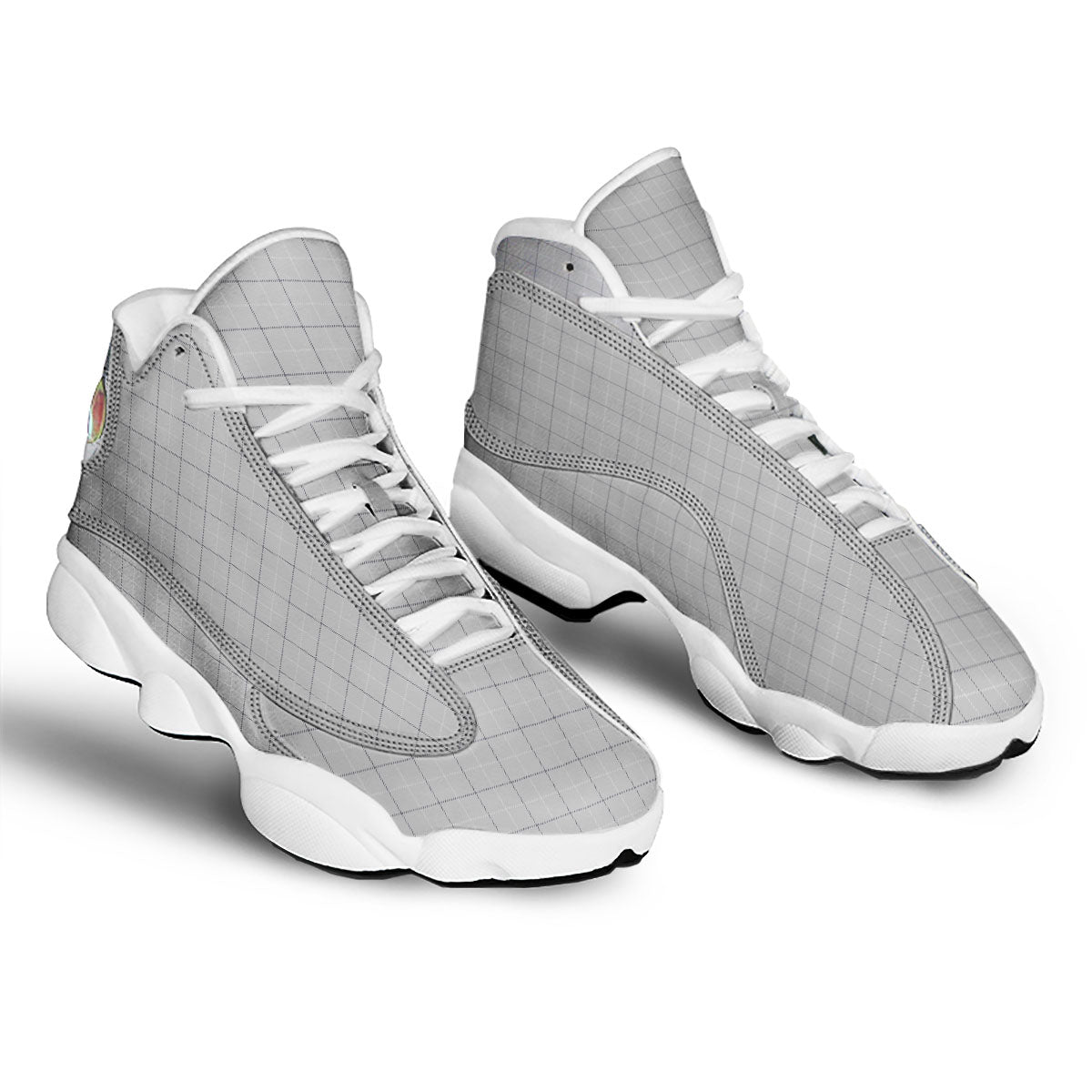 Tattersall Grey Print Pattern White Basketball Shoes-grizzshop