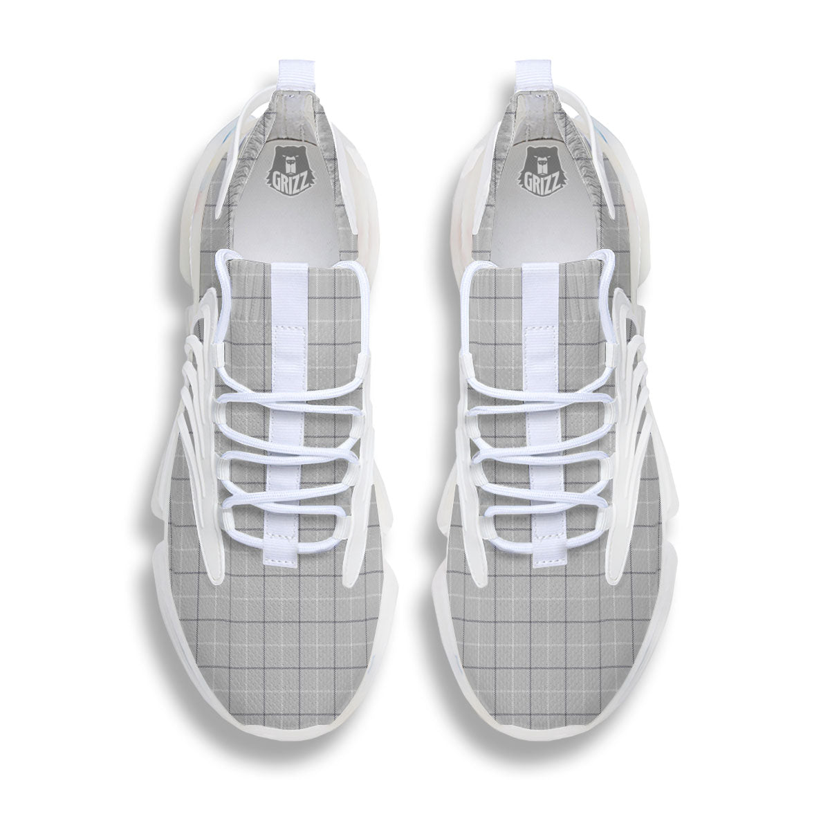 Tattersall Grey Print Pattern White Gym Shoes-grizzshop
