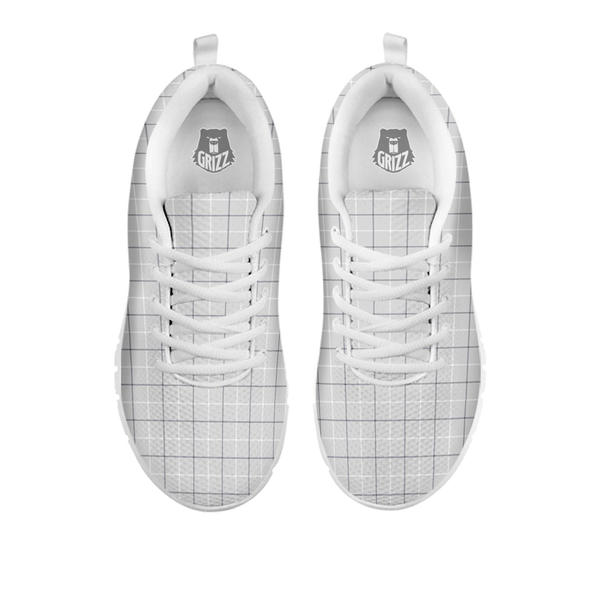Tattersall Grey Print Pattern White Sneaker-grizzshop
