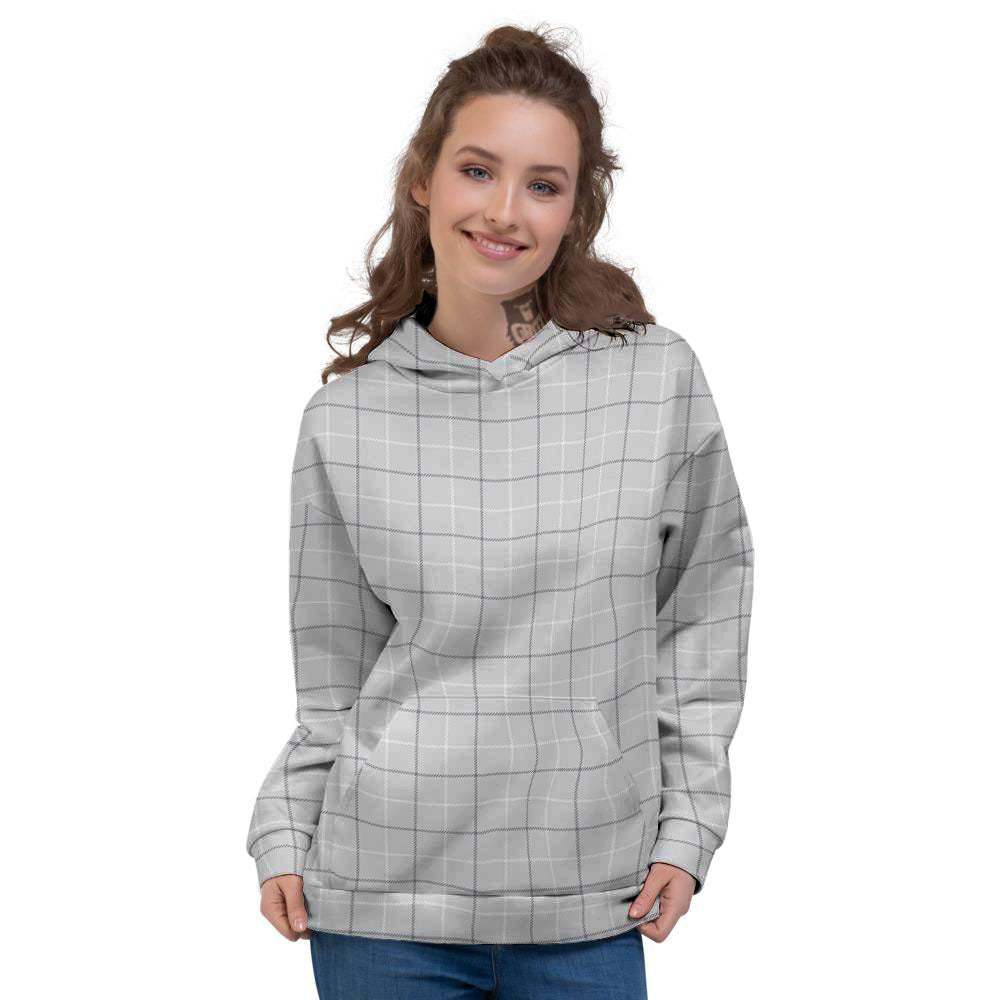 Tattersall Grey Print Pattern Women's Hoodie-grizzshop