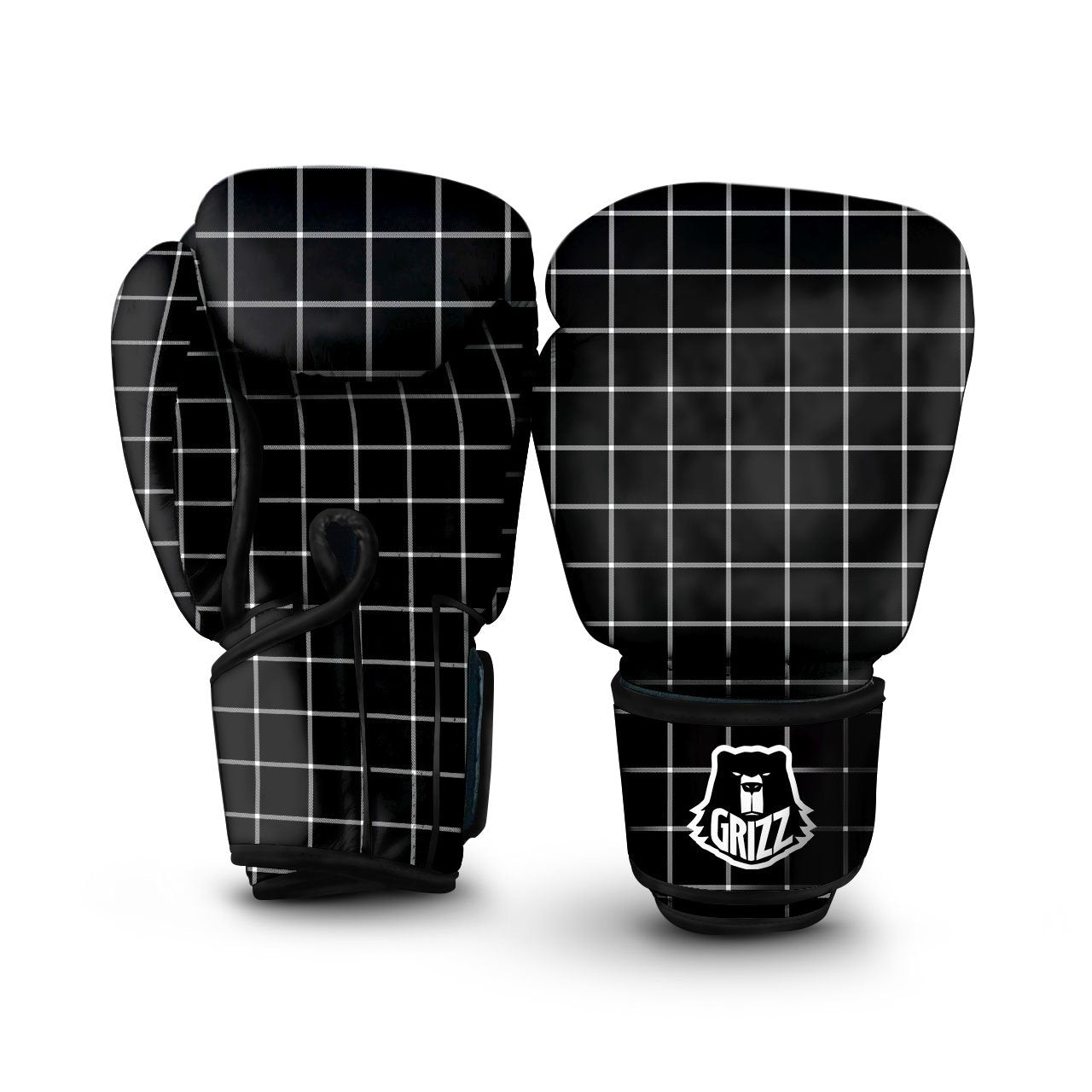 Tattersall Navy Print Pattern Boxing Gloves-grizzshop