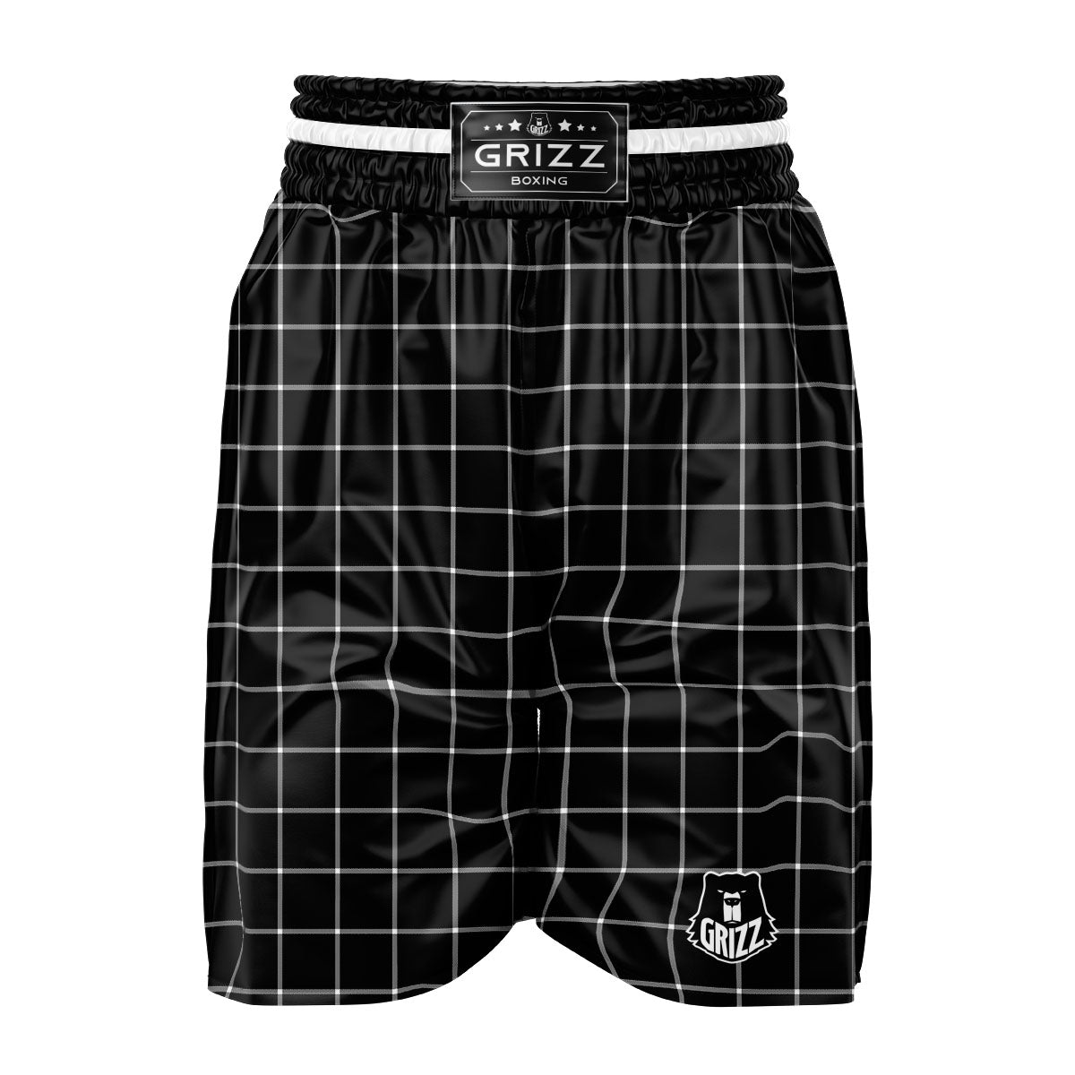 Tattersall Navy Print Pattern Boxing Shorts-grizzshop