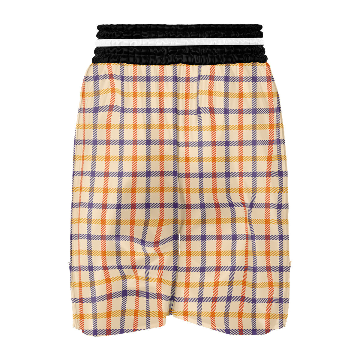 Tattersall Orange And Purple Print Pattern Boxing Shorts-grizzshop