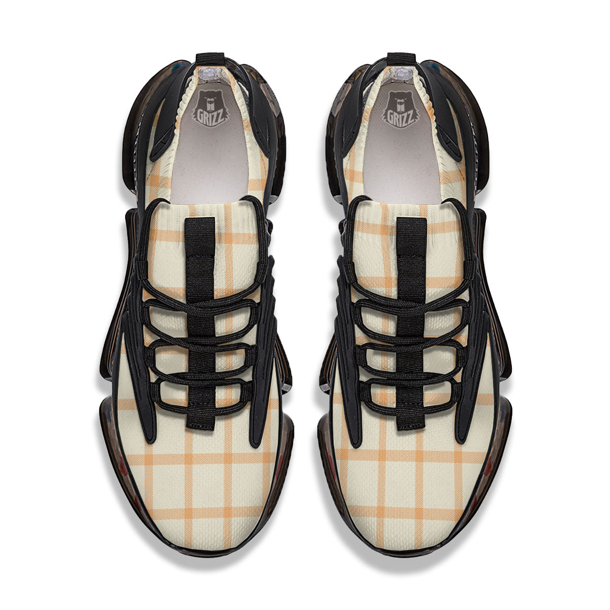Tattersall Orange Pastel Print Pattern Black Gym Shoes-grizzshop
