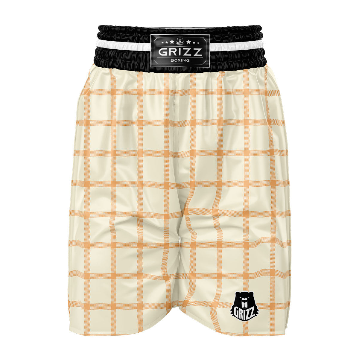 Tattersall Orange Pastel Print Pattern Boxing Shorts-grizzshop
