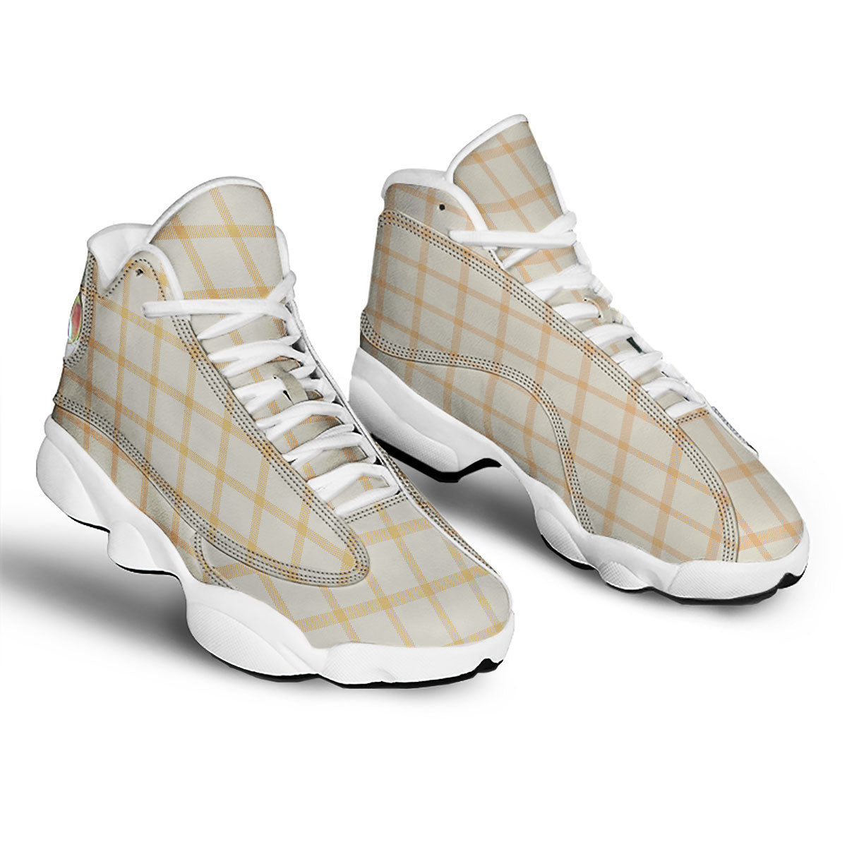 Tattersall Orange Pastel Print Pattern White Basketball Shoes-grizzshop