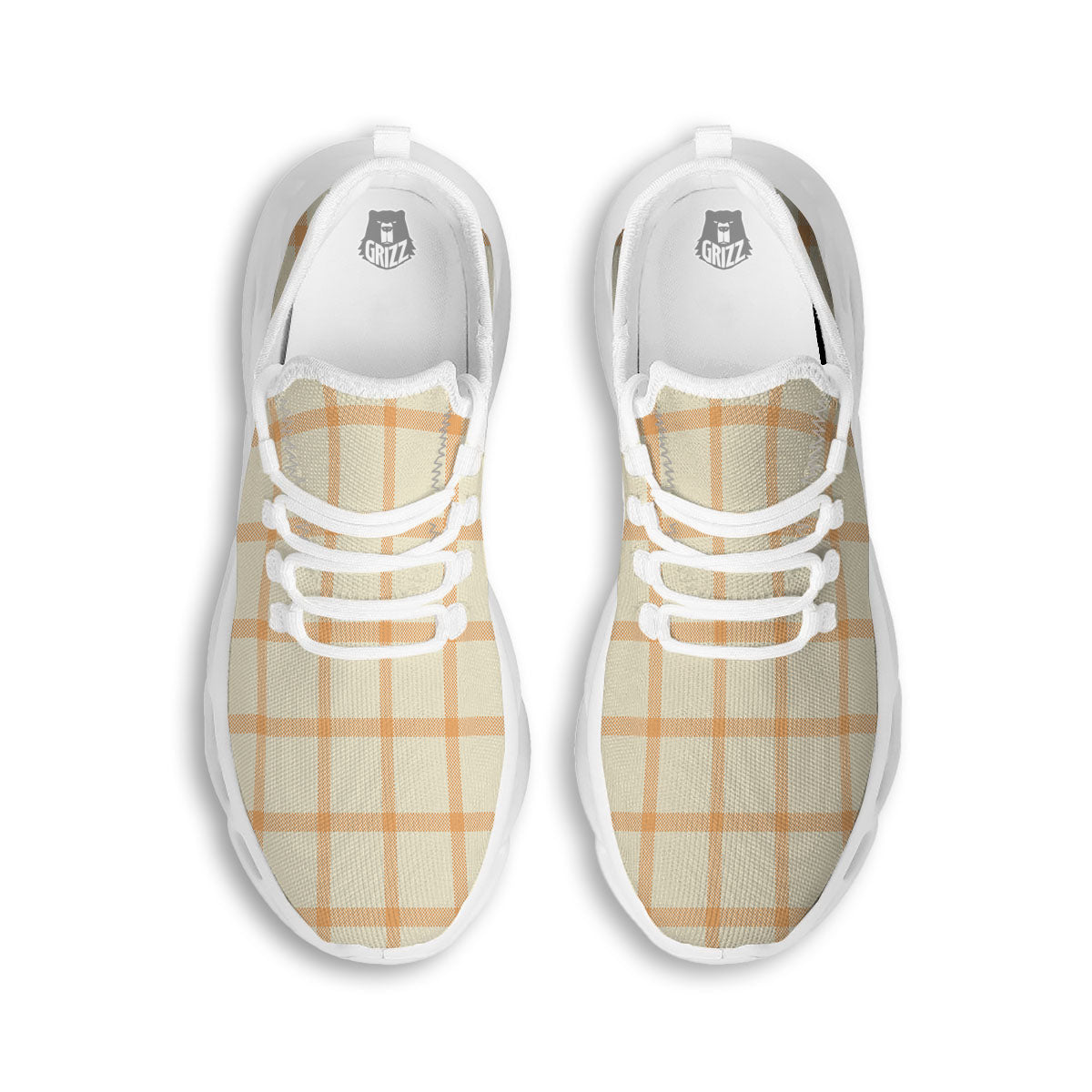 Tattersall Orange Pastel Print Pattern White Running Shoes-grizzshop