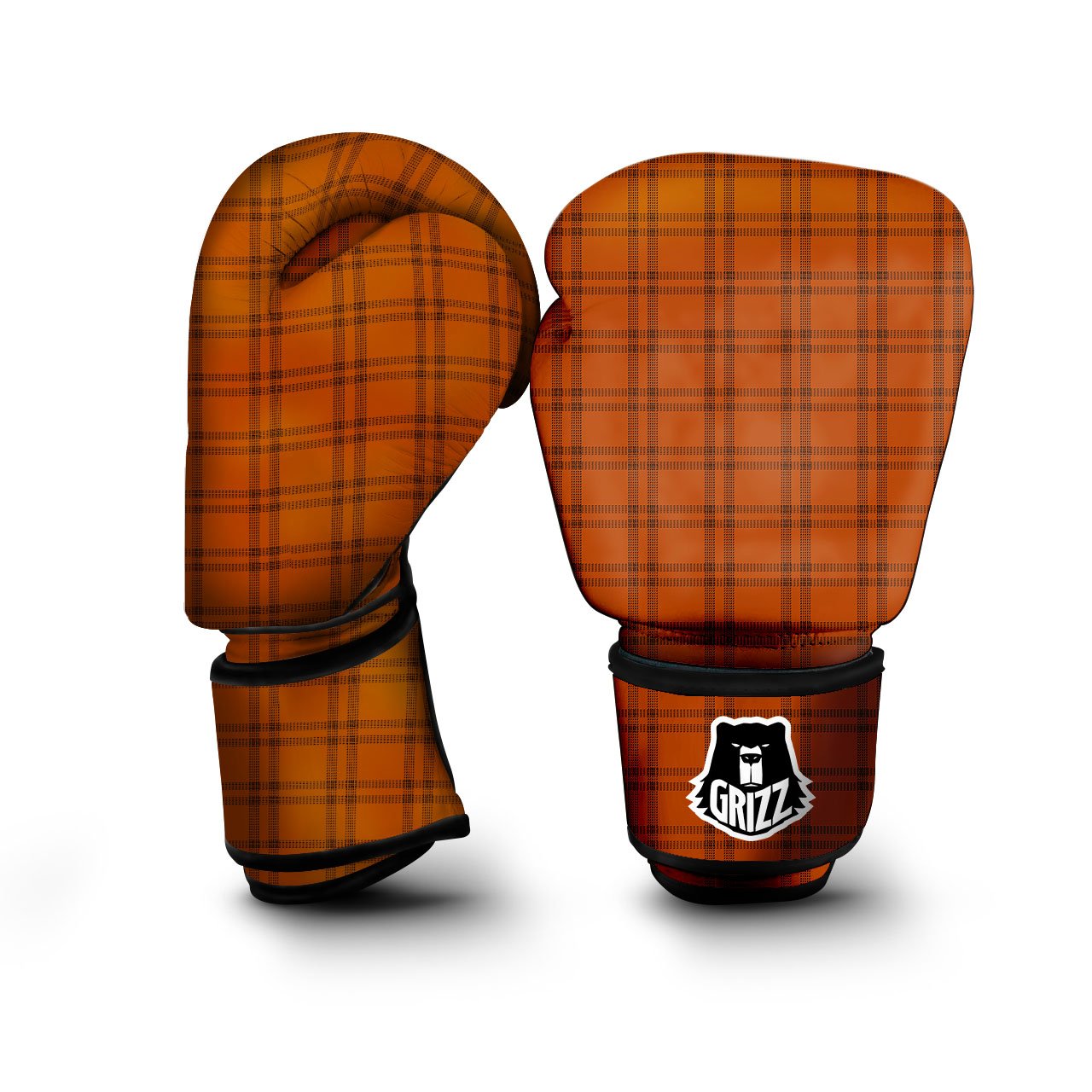 Tattersall Orange Print Pattern Boxing Gloves-grizzshop