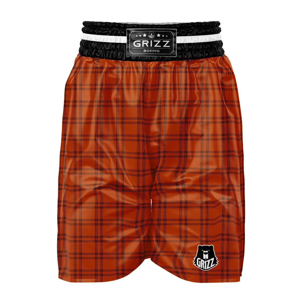Tattersall Orange Print Pattern Boxing Shorts-grizzshop