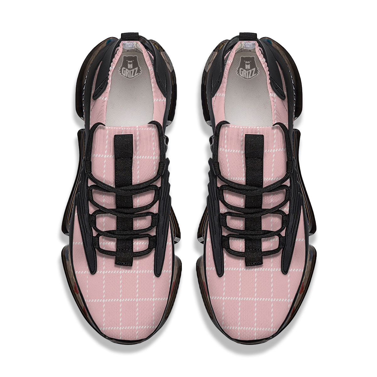 Tattersall Pastel Pink Print Pattern Black Gym Shoes-grizzshop