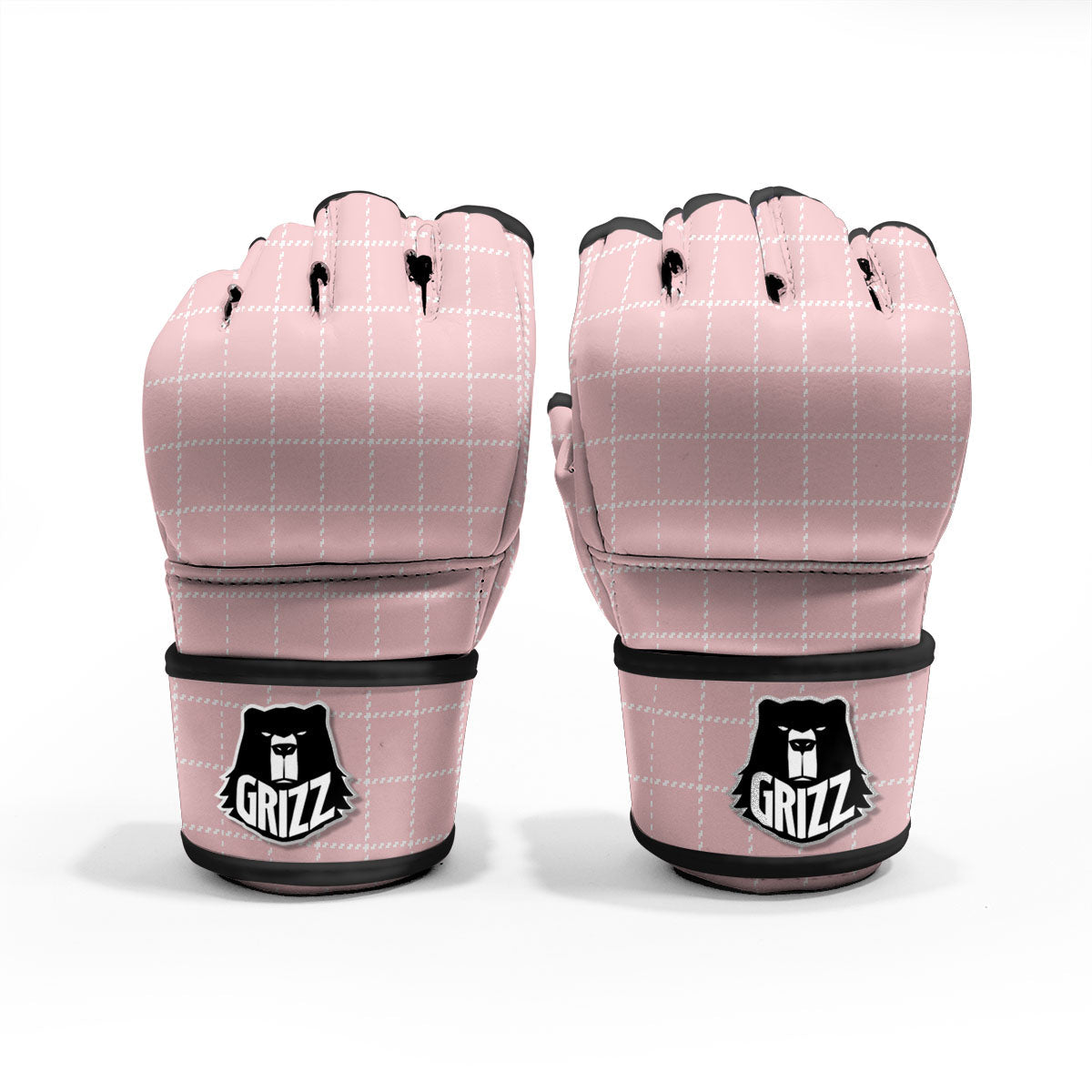 Tattersall Pastel Pink Print Pattern MMA Gloves-grizzshop