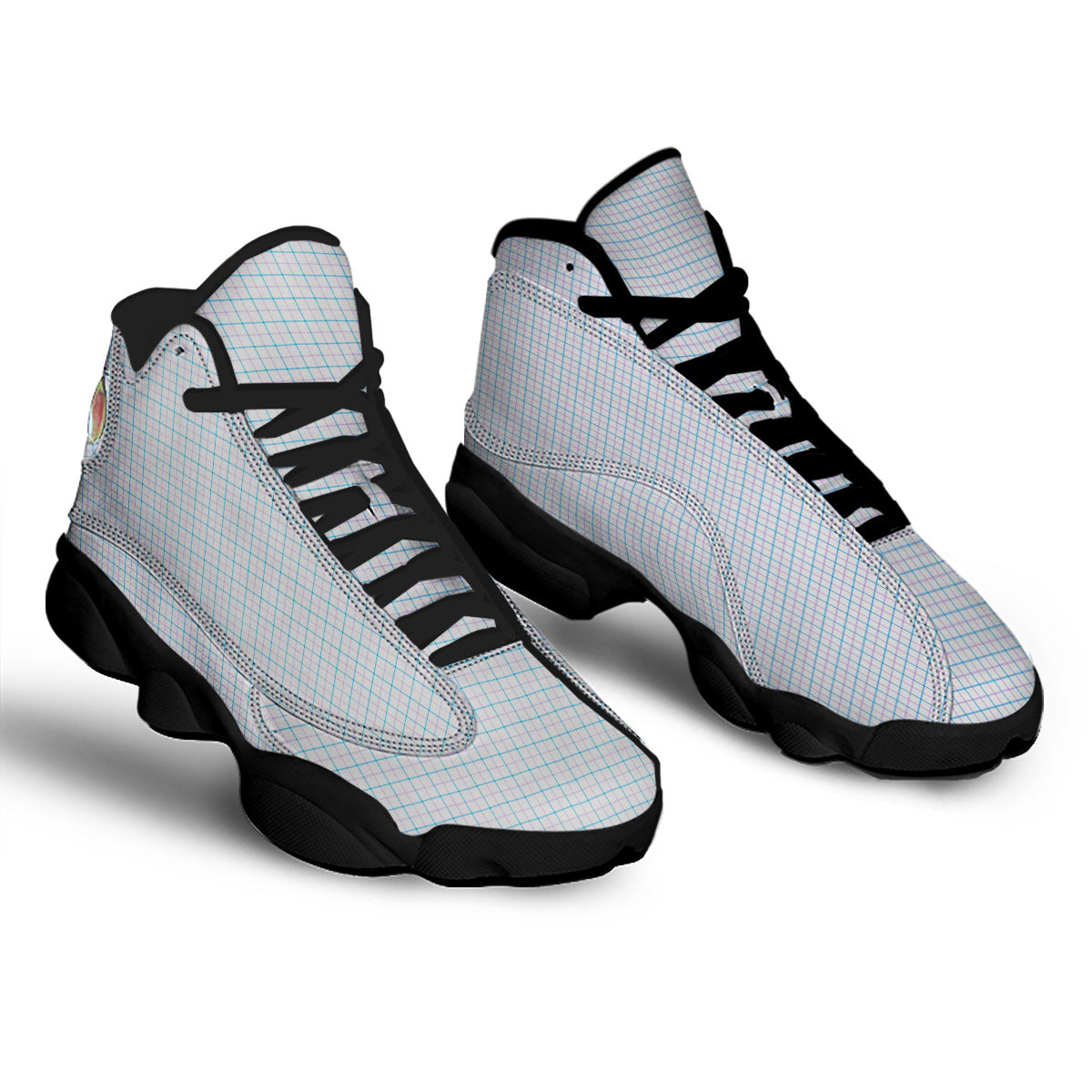 Tattersall Purple And Blue Line Print Pattern Black Basketball Shoes-grizzshop