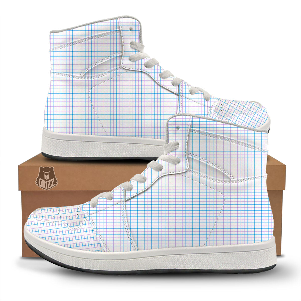 Tattersall Purple And Blue Line Print Pattern High Top Sneakers-grizzshop